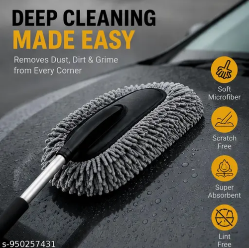 Multi Purpose Car Cleaning Brush Kit with Extendable Handle Microfiber Duster
