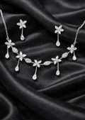 Crystals Floral Drops Necklace & Earrings Set