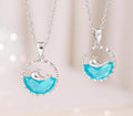 Premium Silver Plated Blue Dolphin Crystal Bow Necklace & Earrings